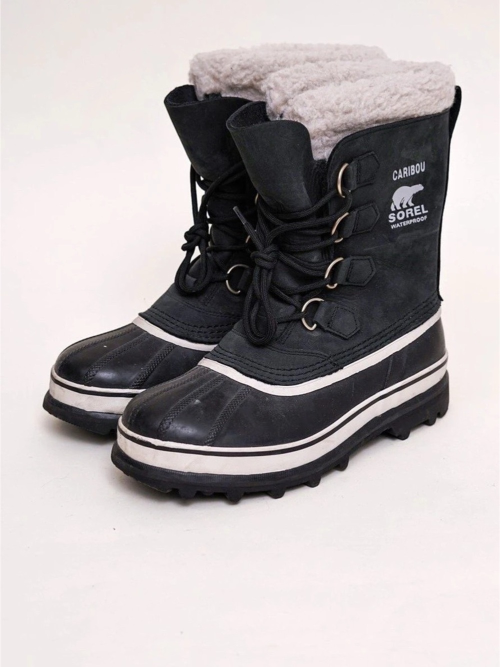 Sorel Caribou Waterproof Snow Boot in Black & White